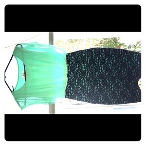 Black and turquoise prom dress